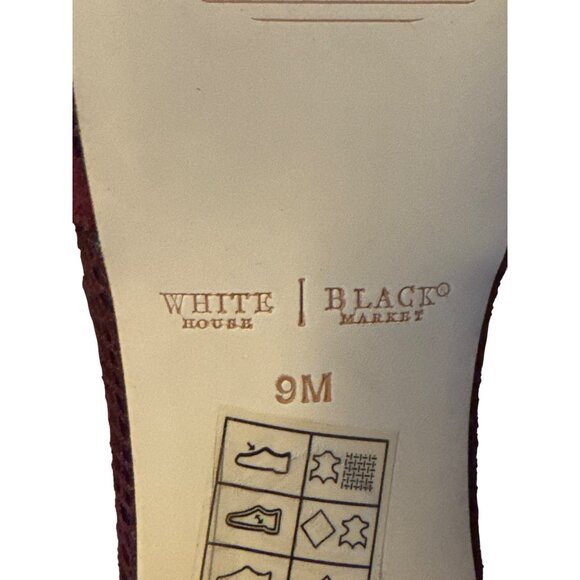 White House Black Market Burgundy Suede Peep Toe Ankle Strap Heels Sz 9M Dressy - Picture 5 of 11